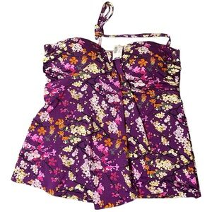 NWT LA VIE EN ROSE BANDEAU TANKINI SWIMSUIT TOP LARGE FLORAL